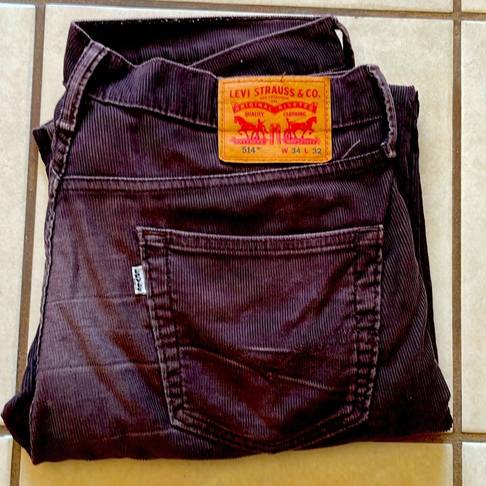 Mens Levi Strauss brown corduroy pants 34x 32